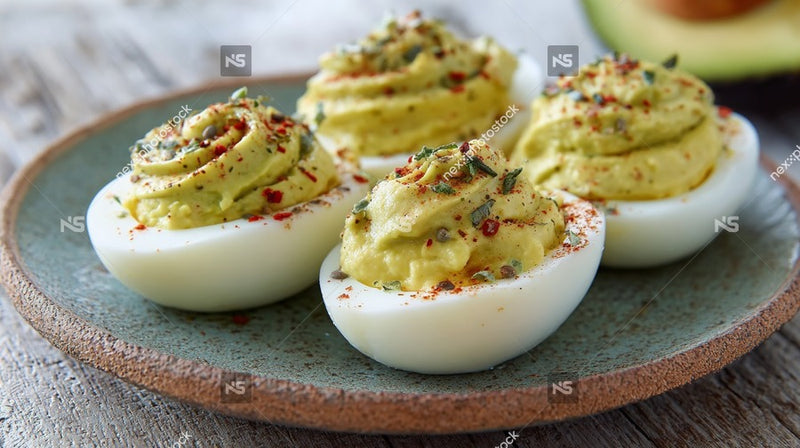 Deviled Eggs With Spices On A Plate — Stock Photo