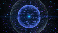 3d rendering of a spherical object in space with a blue background and star like particles - Stock Video