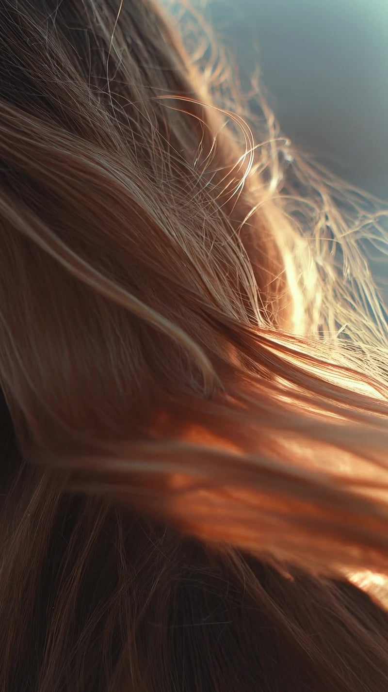a close up of a person s hair blowing in the wind with a blurred background - Stock Video