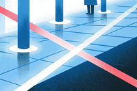Image Of An Urban Scene A Red Line On A City Street Captured From A Top Down Perspective — Stock Illustration