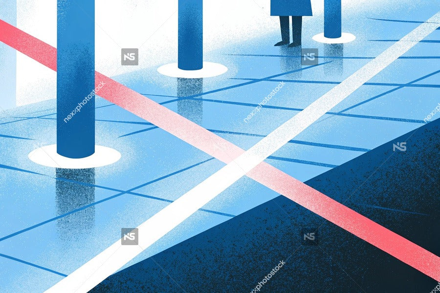 Image Of An Urban Scene A Red Line On A City Street Captured From A Top Down Perspective — Stock Illustration