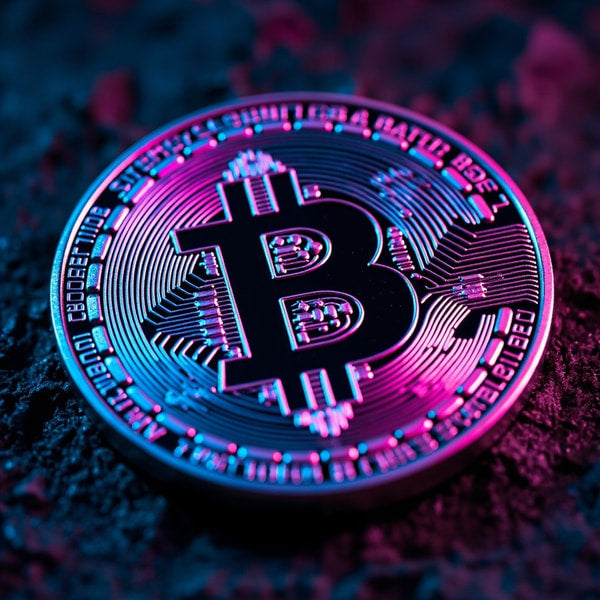 Bitcoin Coin On A Dark Surface — Stock Photo