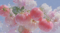 Cherry Blossoms Are In Full Bloom With A Cluster Of Pink Flowers And Green Leaves Against A Blue Background — Stock Photo
