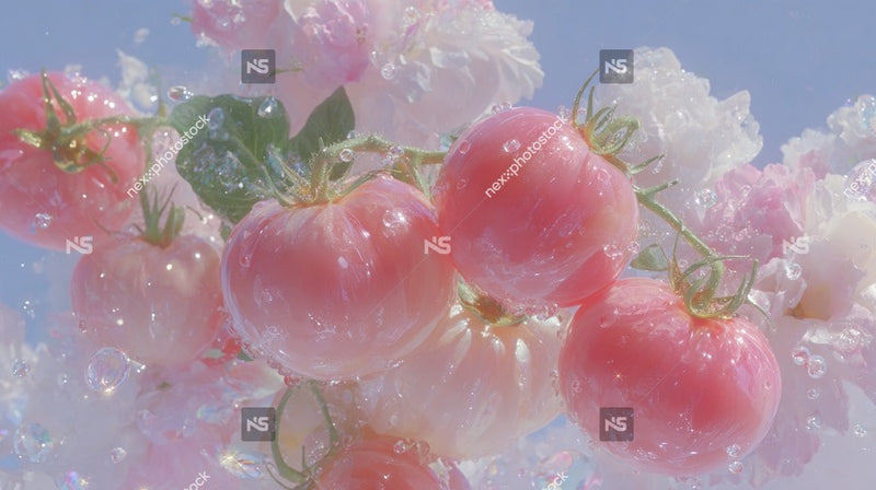 Cherry Blossoms Are In Full Bloom With A Cluster Of Pink Flowers And Green Leaves Against A Blue Background — Stock Photo