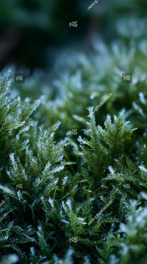 Close Up Of Dewy Moss On A Plant With A Shallow Depth Of Field Emphasizing The Texture And Moisture On The Moss — Stock Photo