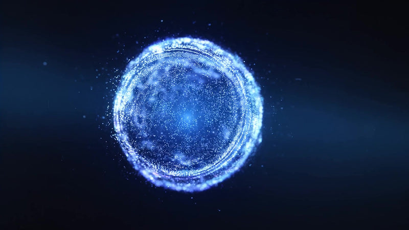 a digital art image a cosmic scene with a glowing blue and white nebula - Stock Video
