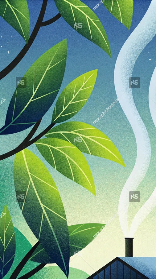 Illustration Of A Serene Night Scene A House And Tree Under A Starry Sky — Stock Illustration