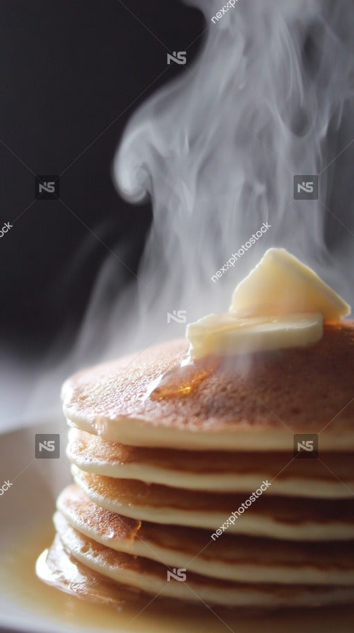 Shows A Stack Of Pancakes On A Plate With Steam Rising From Them Suggesting They Are Hot — Stock Photo