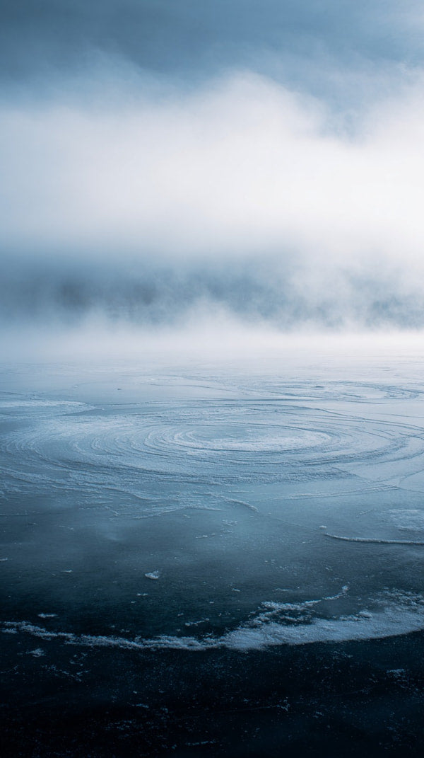 A Frozen Lake Under A Cloudy Sky — Stock Photo