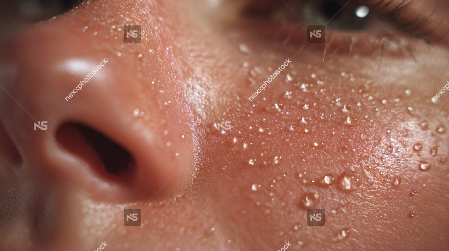 Close Up Of A Person With Red Spots On Their Face — Stock Photo