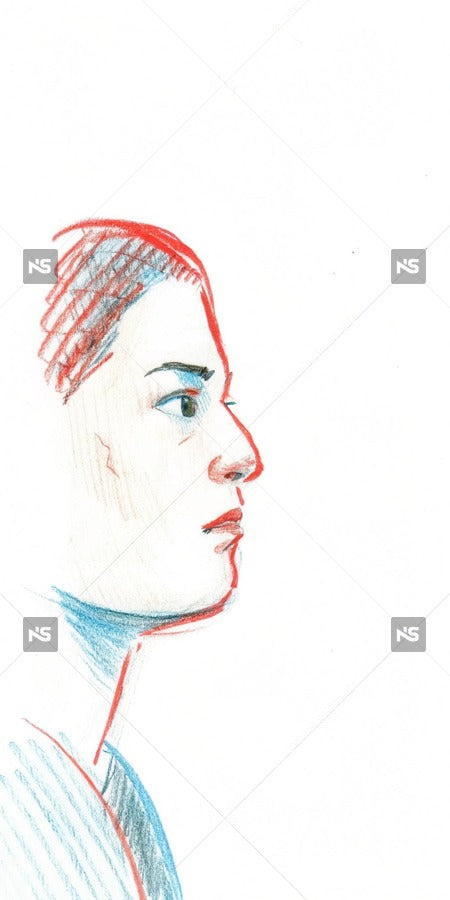 Portrait Of A Person In A Sketch With A Neutral Background — Stock Illustration