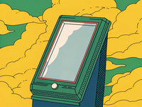An Illustration Of A Vintage Phone Placed Against A Backdrop Of Clouds With A Focus On The Device Itself — Stock Illustration