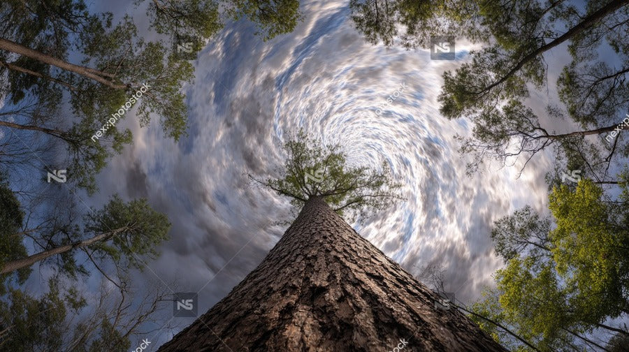 Captures A Tall Tree With A Twisted Trunk And Dense Foliage Standing In The Center Of A Forest — Stock Photo
