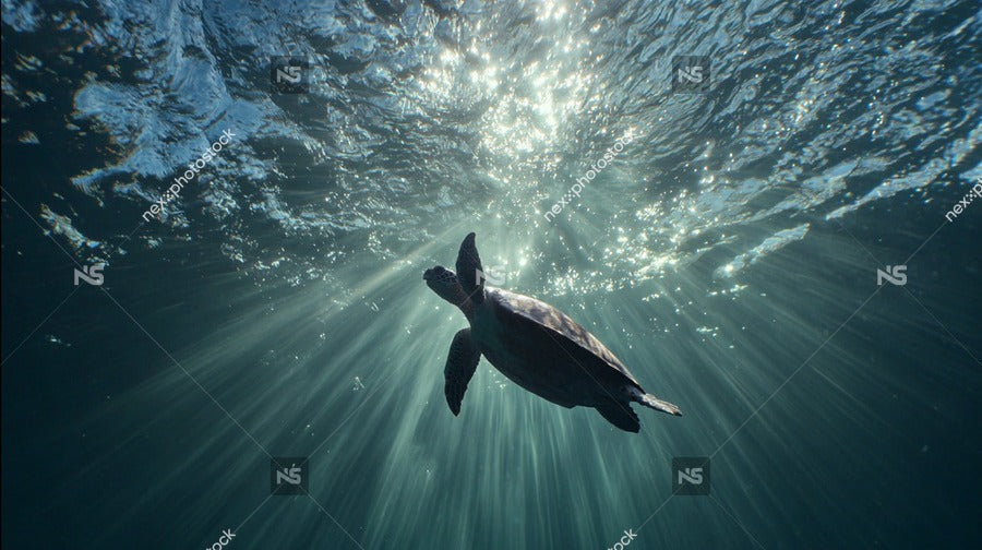 Turtle Swimming Underwater In Ocean — Stock Photo
