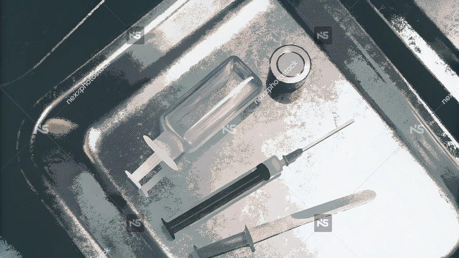 Black And White Photo Of A Kitchen Sink With Various Items On The Countertop — Stock Illustration