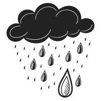 Black And White Illustration Of A Rain Cloud Pouring Down Droplets With A Single Teardrop Falling From It — Stock Vector