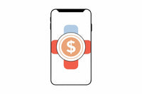 A Red And White Smartphone With A Dollar Sign Prominently Displayed On Its Screen — Stock Vector
