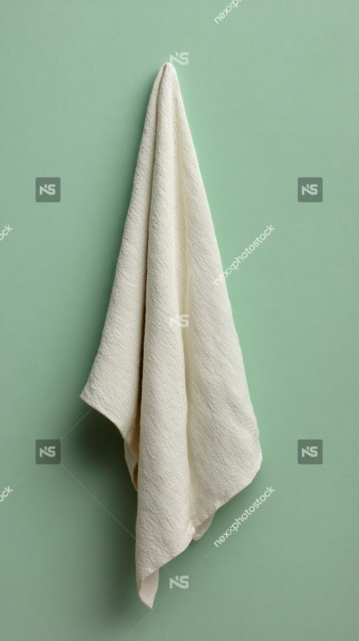 A White Towel Hanging On A Green Wall — Stock Photo