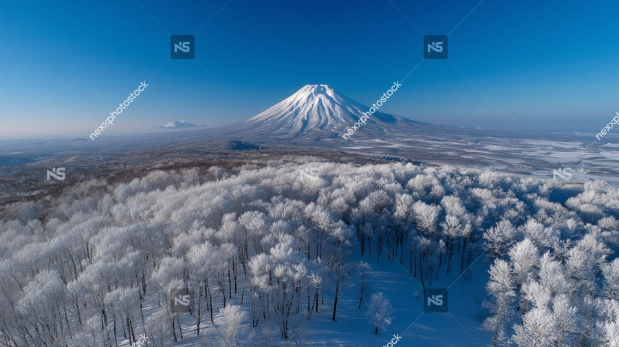 A Breathtaking View Of A Snow Covered Mountain Landscape The Majestic Mt Fuji In The Background — Stock Photo