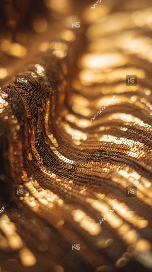 Close Up Of Glittering Textured Fabric With Bokeh Background Showcasing Its Intricate Patterns And Reflective Quality — Stock Photo
