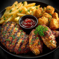 Chicken Wings French Fries And Dipping Sauce — Stock Photo