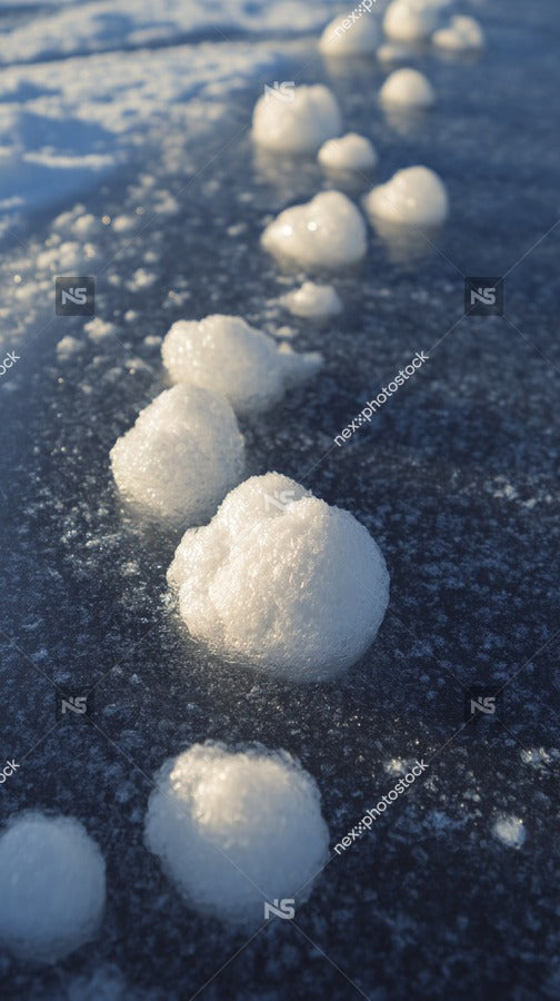 Snowballs On A Frozen Surface — Stock Photo