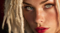 A Blonde Woman With Dreadlocks Is Captured In A Close Up Portrait Her Gaze Directed Off To The Side — Stock Photo