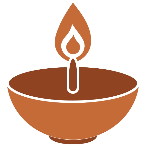 An Illuminated Diwali Candle In A Bowl With A Wick And Flame Visible Set Against A Plain Background — Stock Vector