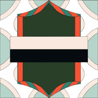 Geometric Abstract Design With A Central Black Rectangle And Colorful Borders On A White Background — Stock Vector