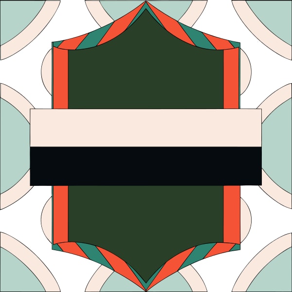 Geometric Abstract Design With A Central Black Rectangle And Colorful Borders On A White Background — Stock Vector