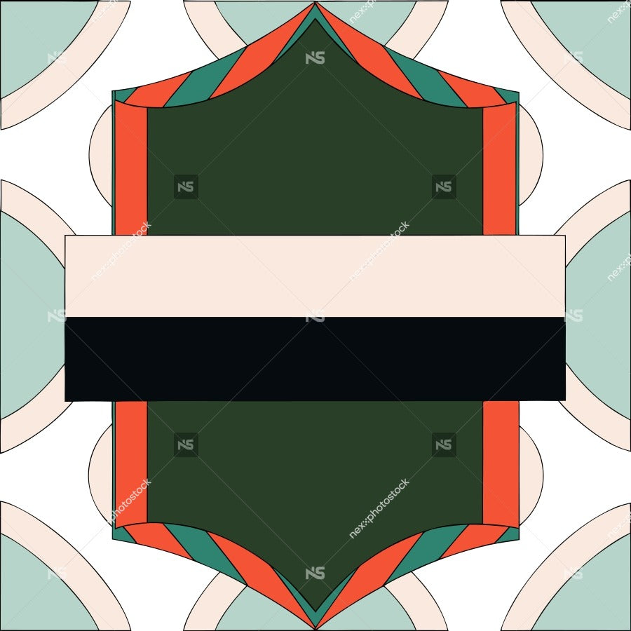 Geometric Abstract Design With A Central Black Rectangle And Colorful Borders On A White Background — Stock Vector