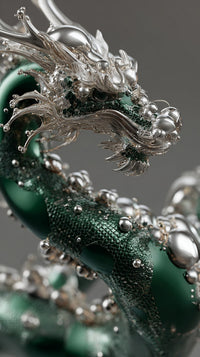 Intricate Dragon Necklace With Green And Silver Accents — Stock Photo