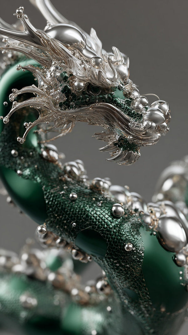 Intricate Dragon Necklace With Green And Silver Accents — Stock Photo