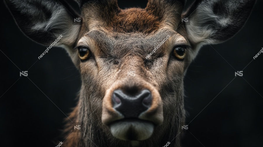 A Close Up Portrait Of A Deer With A Focused Gaze Set Against A Dark Background — Stock Photo