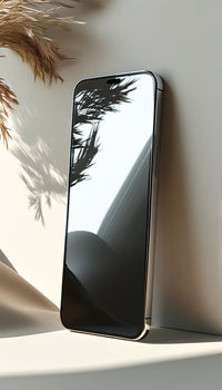 A Smartphone Is Prominently Displayed Against A Neutral Background Showcasing Its Design And Features — Stock Photo