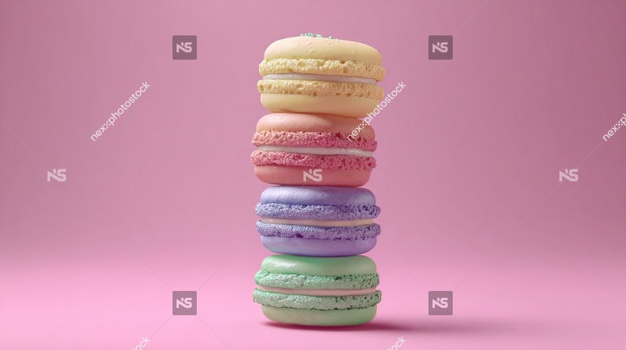 Colorful Macaroon Stacks On Pink Background — Stock Photo