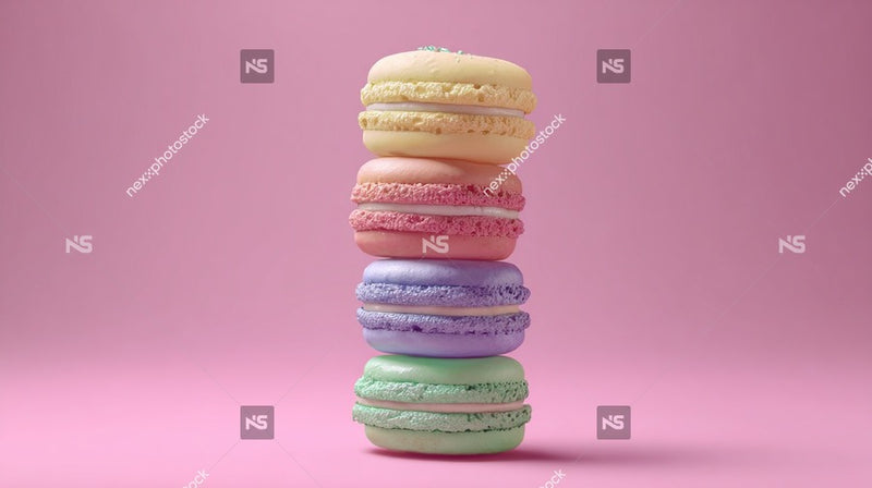 Colorful Macaroon Stacks On Pink Background — Stock Photo
