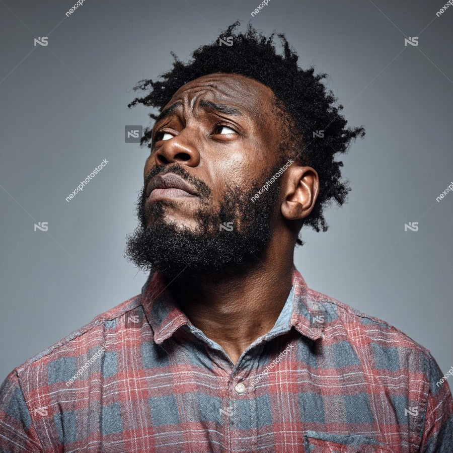 A Man With A Beard And Mustache Looking To His Left With A Expression — Stock Photo