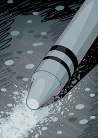 A Crayon Lying On A Snowy Surface With Its Tip Pointing Towards The Bottom Right Corner Of The Image — Stock Illustration