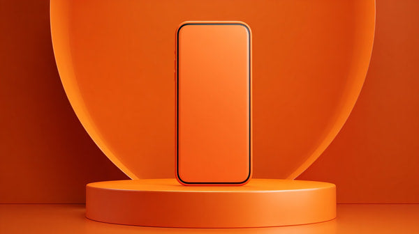 An Orange Phone Is Prominently Displayed In A Red Room — Stock Photo