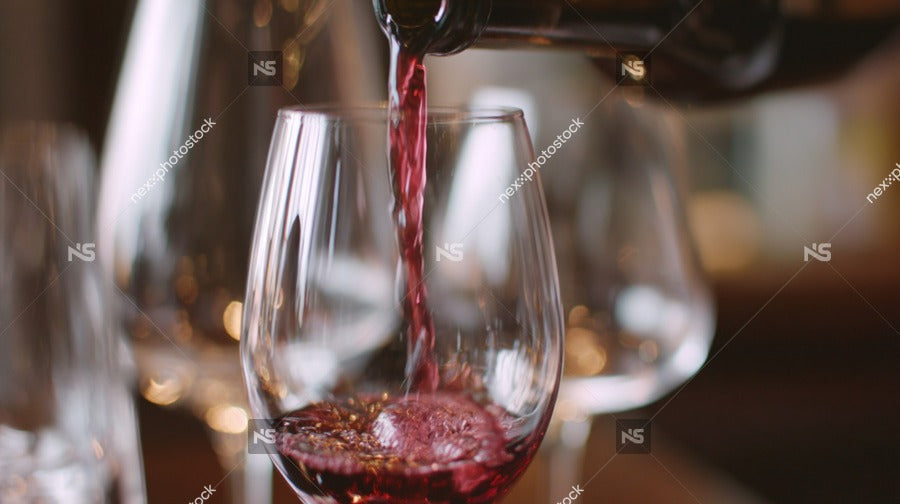 Wine Pouring From Bottle Into Glass — Stock Photo