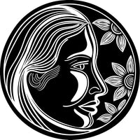 Black And White Portrait Of A Woman S Face With Floral Design — Stock Vector