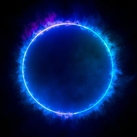 A Glowing Blue Halo With A Dark Center Emitting From An Unseen Source Set Against A Black Background — Stock Photo