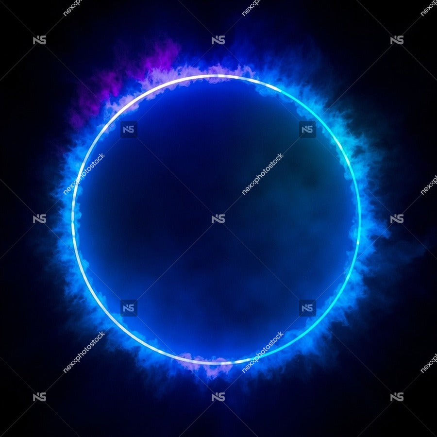A Glowing Blue Halo With A Dark Center Emitting From An Unseen Source Set Against A Black Background — Stock Photo
