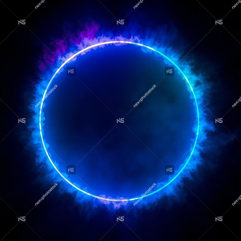 A Glowing Blue Halo With A Dark Center Emitting From An Unseen Source Set Against A Black Background — Stock Photo