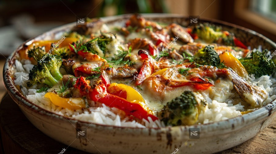 A Cast Iron Skillet Filled With A Broccoli And Chicken Casserole Ready To Be Served — Stock Photo