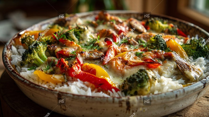 A Cast Iron Skillet Filled With A Broccoli And Chicken Casserole Ready To Be Served — Stock Photo