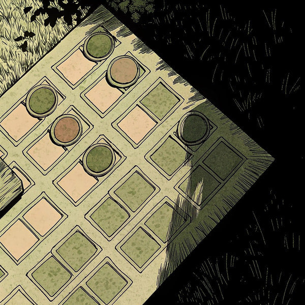 Black And White Illustration Of A Crossword Puzzle With 12 Squares Each Containing A Different Colored Square — Stock Illustration