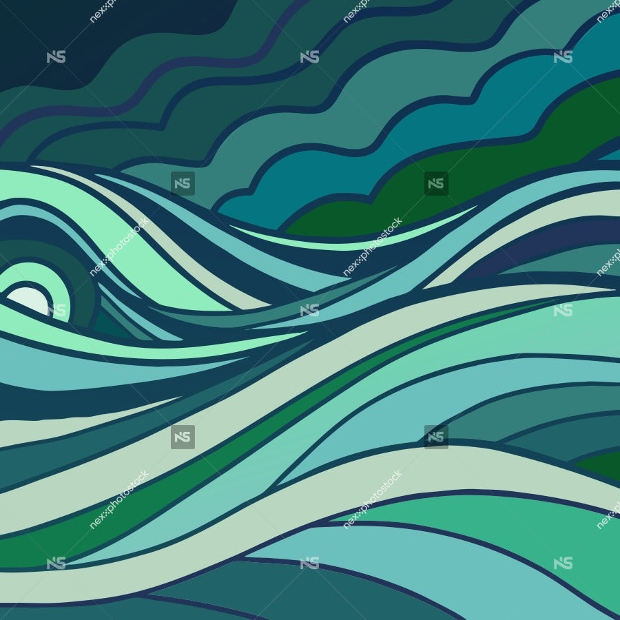 Abstract Art Ocean Waves — Stock Vector