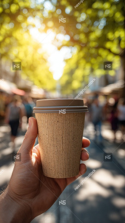Shows A Hand Holding A Coffee Cup Which Is The Central Focus Of The Photograph — Stock Photo